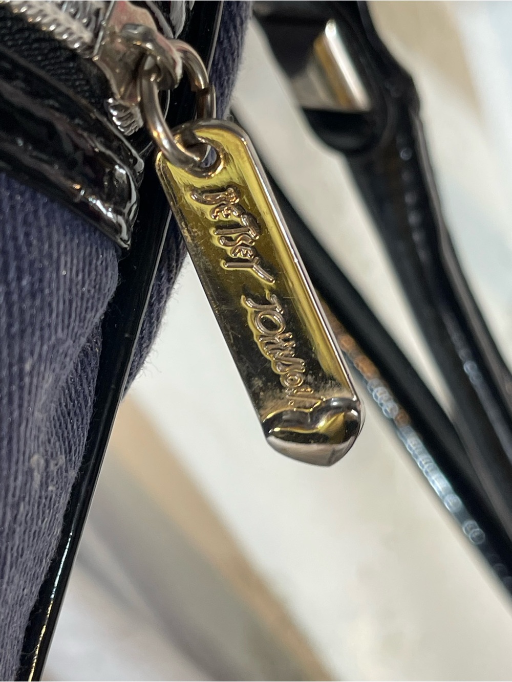 BetseyJohnson Studded Denim Barrel Bag with Patent Trim - Picture 7 of 16